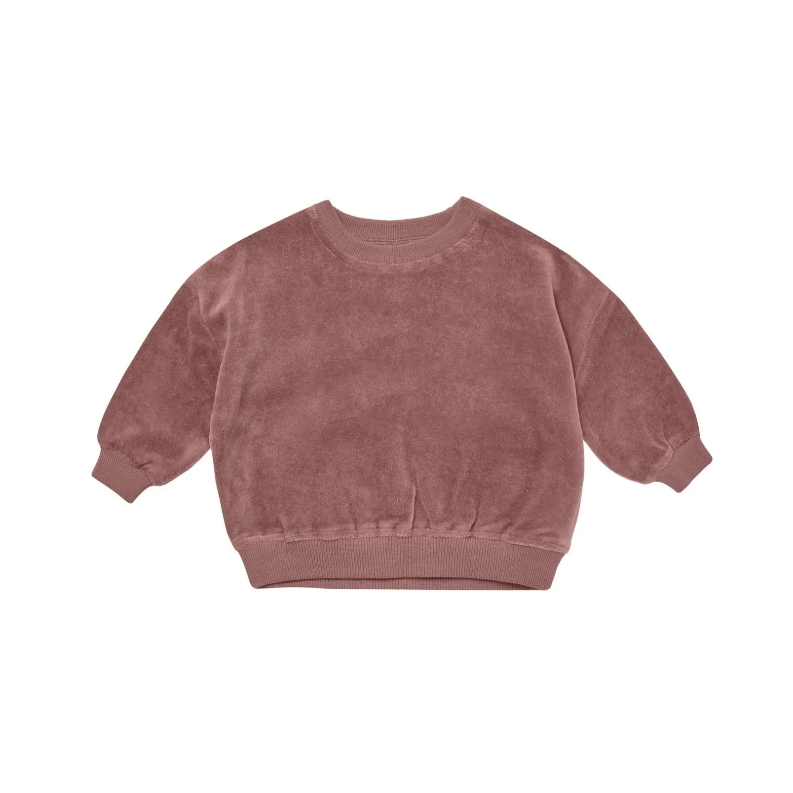 Quincy Mae Velour Relaxed Sweatshirt - Fig